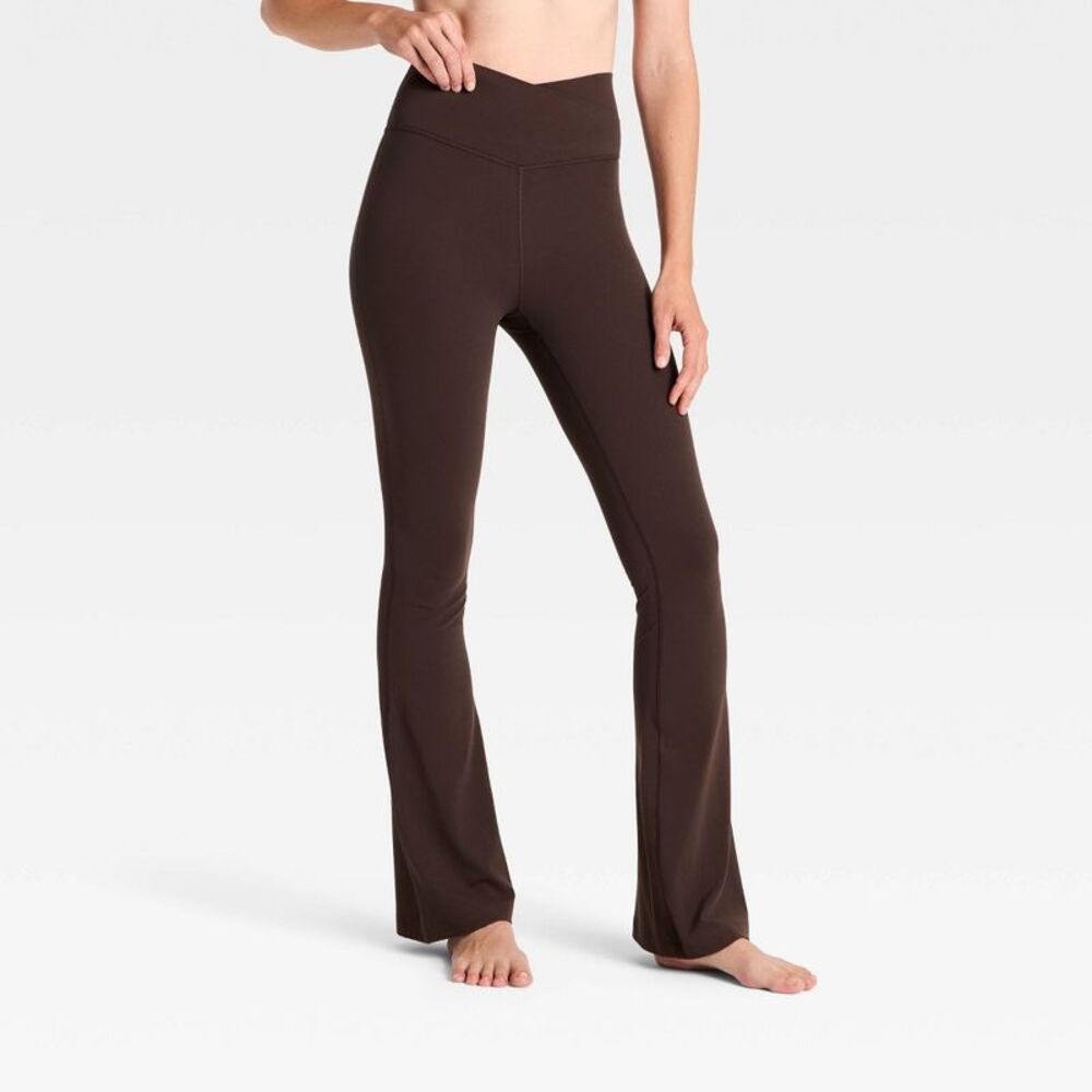 Women's Everyday Soft Crossover Flare Leggings - All In Motion Dark Brown M